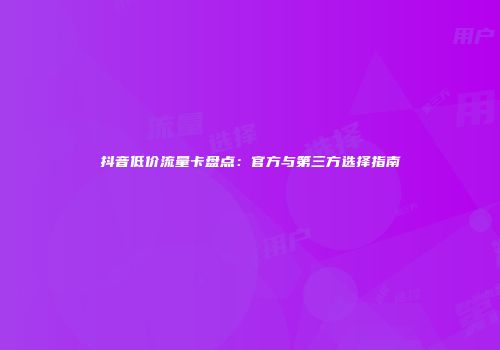 抖音低价流量卡盘点：官方与第三方选择指南