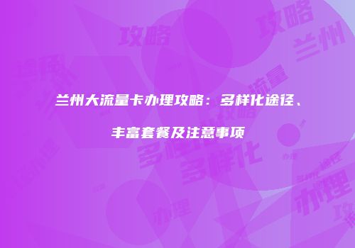 兰州大流量卡办理攻略：多样化途径、丰富套餐及注意事项