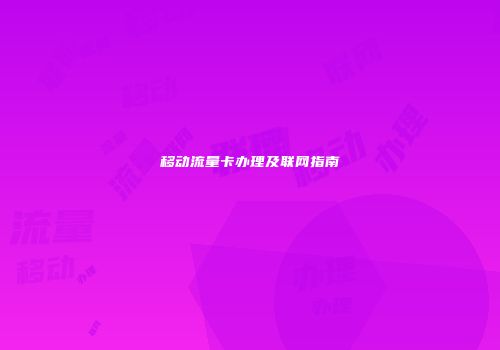 移动流量卡办理及联网指南