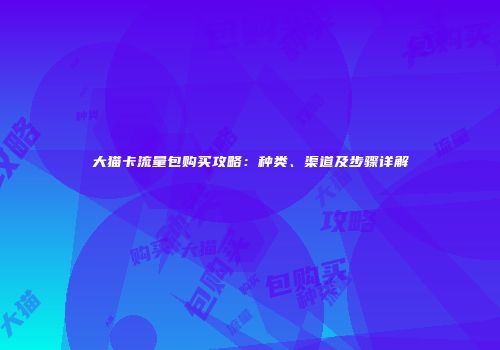 大猫卡流量包购买攻略：种类、渠道及步骤详解