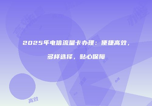 2025年电信流量卡办理：便捷高效，多样选择，贴心保障
