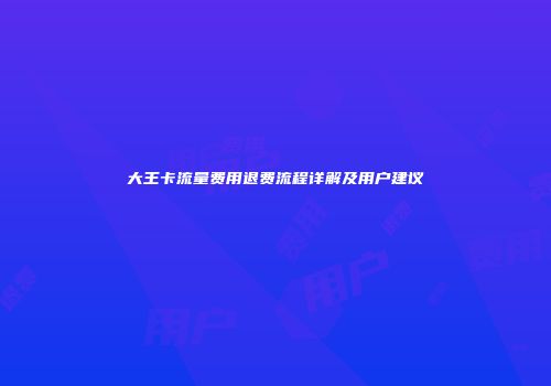 大王卡流量费用退费流程详解及用户建议