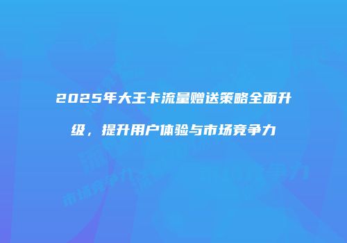 2025年大王卡流量赠送策略全面升级，提升用户体验与市场竞争力