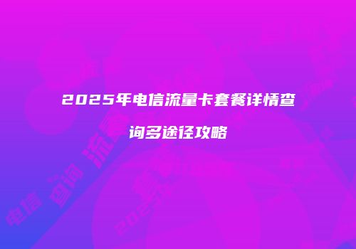 2025年电信流量卡套餐详情查询多途径攻略