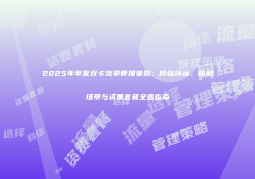 2025年苹果双卡流量管理策略：网络环境、应用场景与资费套餐全面指南