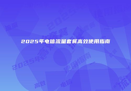 2025年电信流量套餐高效使用指南