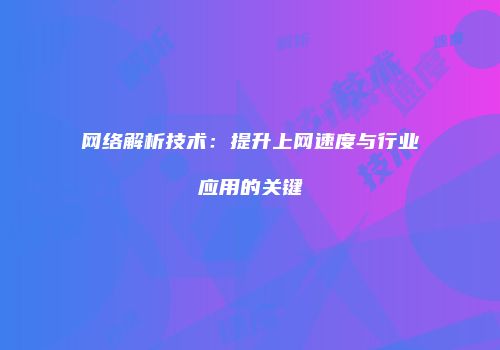 网络解析技术：提升上网速度与行业应用的关键