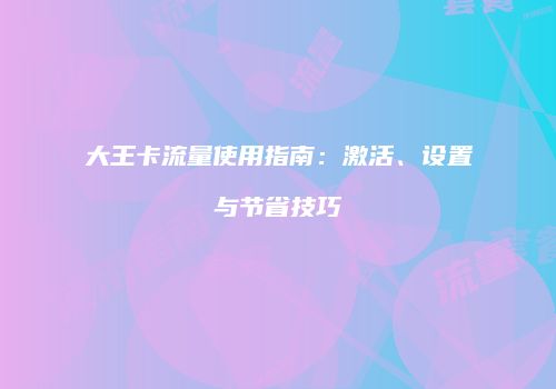 大王卡流量使用指南：激活、设置与节省技巧