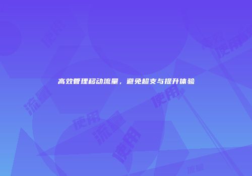 高效管理移动流量，避免超支与提升体验