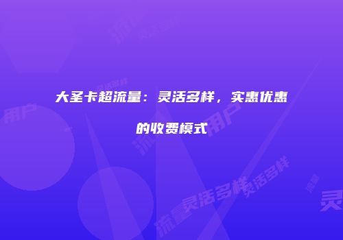 大圣卡超流量：灵活多样，实惠优惠的收费模式