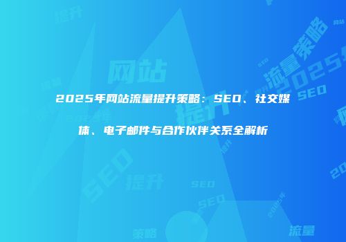 2025年网站流量提升策略：SEO、社交媒体、电子邮件与合作伙伴关系全解析