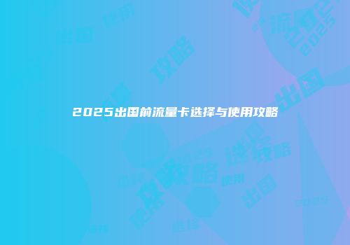 2025出国前流量卡选择与使用攻略