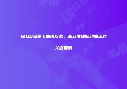 12GB流量卡使用攻略：高效便捷移动生活的关键要素