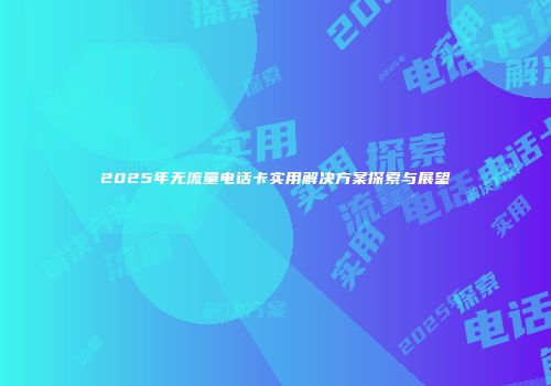2025年无流量电话卡实用解决方案探索与展望
