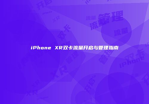 iPhone XR双卡流量开启与管理指南