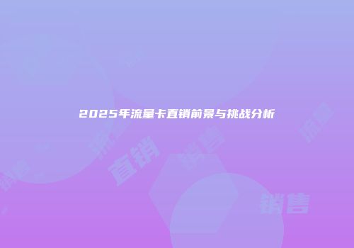 2025年流量卡直销前景与挑战分析