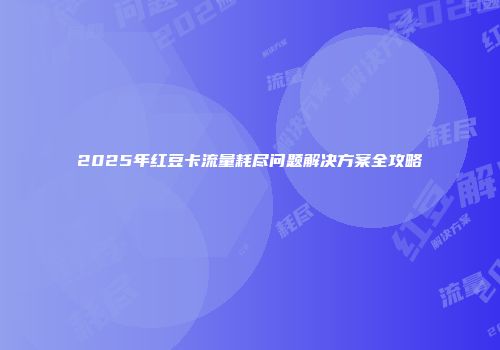 2025年红豆卡流量耗尽问题解决方案全攻略
