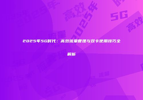 2025年5G时代：高效流量管理与双卡使用技巧全解析