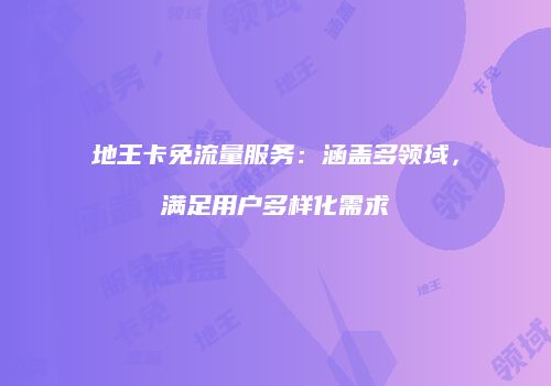 地王卡免流量服务：涵盖多领域，满足用户多样化需求