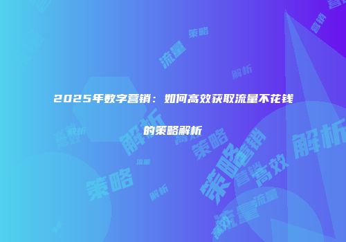2025年数字营销：如何高效获取流量不花钱的策略解析