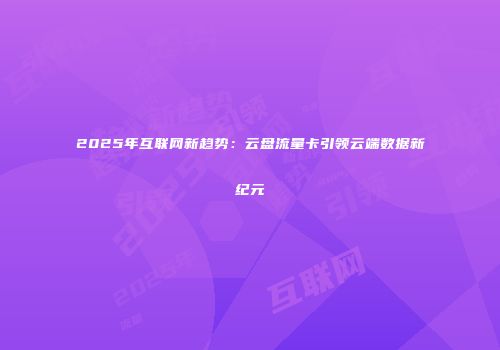 2025年互联网新趋势：云盘流量卡引领云端数据新纪元