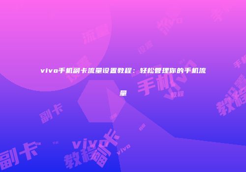 vivo手机副卡流量设置教程：轻松管理你的手机流量