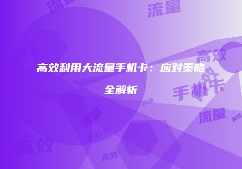 高效利用大流量手机卡：应对策略全解析