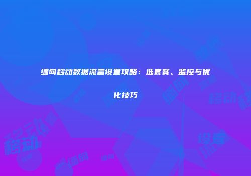 缅甸移动数据流量设置攻略：选套餐、监控与优化技巧