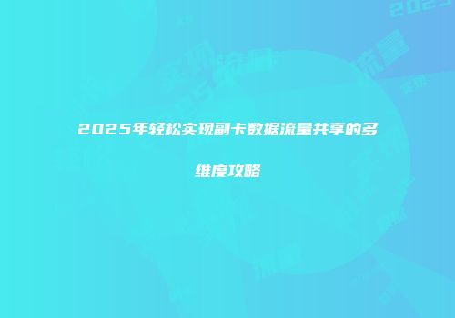 2025年轻松实现副卡数据流量共享的多维度攻略