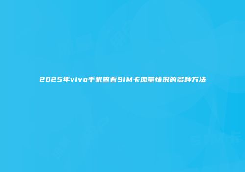 2025年vivo手机查看SIM卡流量情况的多种方法