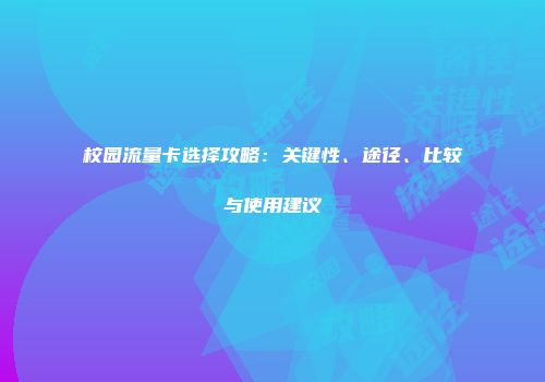 校园流量卡选择攻略：关键性、途径、比较与使用建议