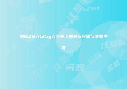 揭秘29元135g大流量卡的潜在问题与注意事项