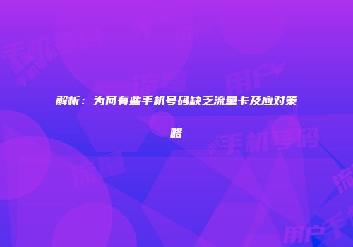 解析：为何有些手机号码缺乏流量卡及应对策略