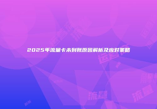 2025年流量卡未到账原因解析及应对策略