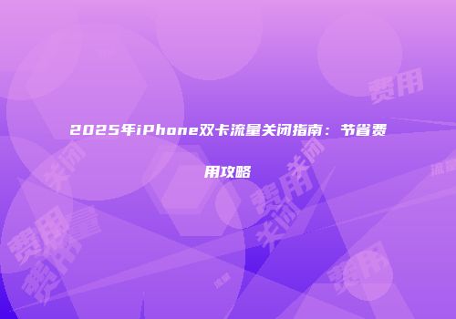 2025年iPhone双卡流量关闭指南：节省费用攻略