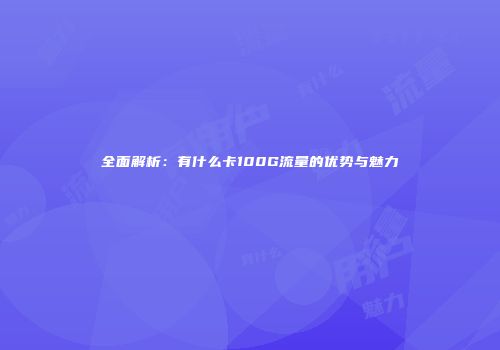 全面解析：有什么卡100G流量的优势与魅力