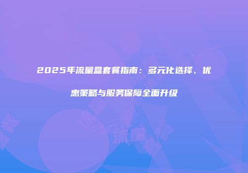 2025年流量盒套餐指南：多元化选择、优惠策略与服务保障全面升级