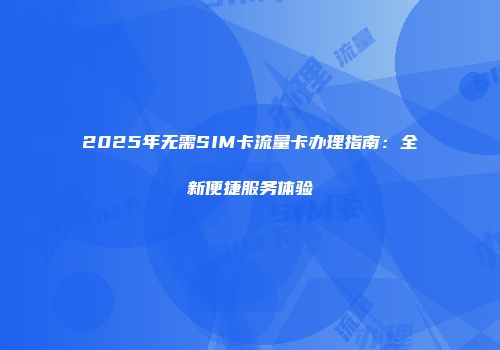 2025年无需SIM卡流量卡办理指南：全新便捷服务体验