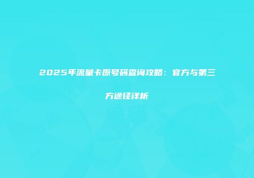 2025年流量卡原号码查询攻略：官方与第三方途径详析