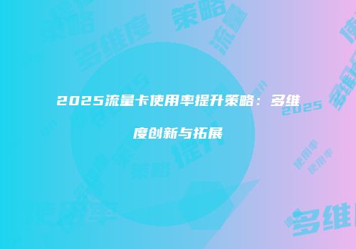 2025流量卡使用率提升策略：多维度创新与拓展