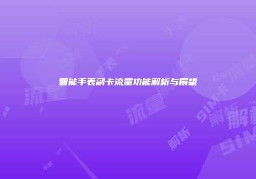 智能手表副卡流量功能解析与展望