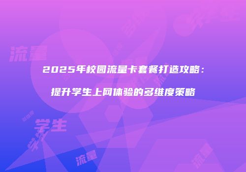 2025年校园流量卡套餐打造攻略：提升学生上网体验的多维度策略
