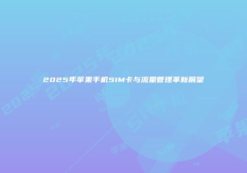 2025年苹果手机SIM卡与流量管理革新展望