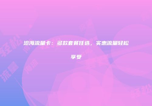 沧海流量卡：多款套餐任选，实惠流量轻松享受