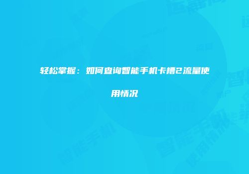 轻松掌握：如何查询智能手机卡槽2流量使用情况