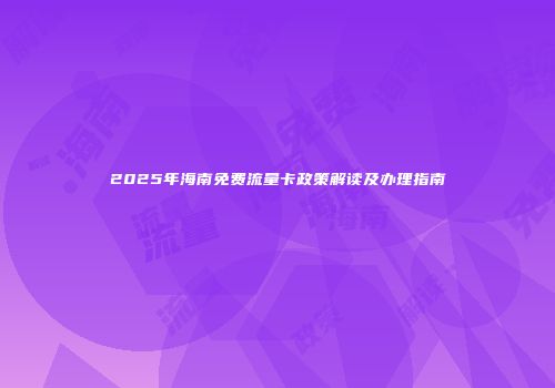 2025年海南免费流量卡政策解读及办理指南
