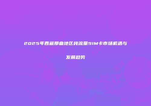 2025年西藏那曲地区纯流量SIM卡市场机遇与发展趋势