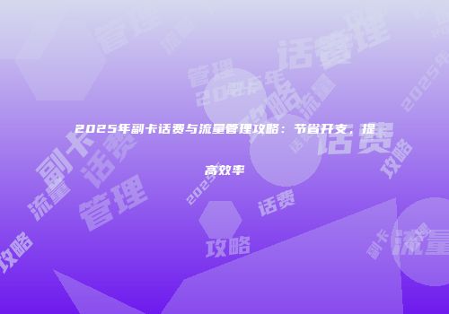 2025年副卡话费与流量管理攻略：节省开支，提高效率