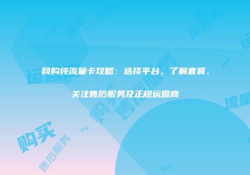 网购纯流量卡攻略：选择平台、了解套餐、关注售后服务及正规运营商