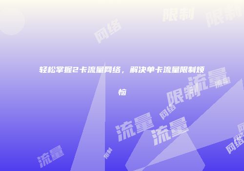 轻松掌握2卡流量网络，解决单卡流量限制烦恼